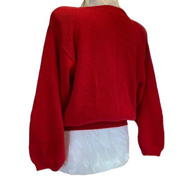 Vintage Y2K Victoria Jones Red Knit Cropped 3/4 Sleeve Knit Sweater Shirt Sz PM - Picture 15 of 16